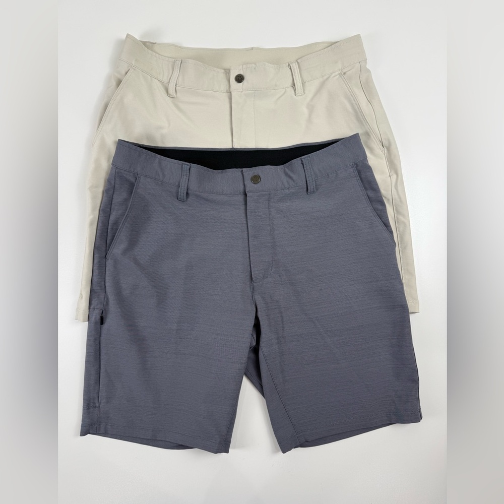 2x BYLT Kinetic Shorts Mens L  9" Premium Basic Performance Golf Chino Gray Sand